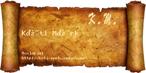 Kóti Márk névjegykártya